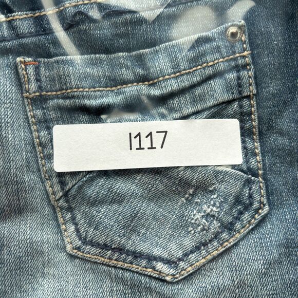 Blue Asphalt Vintage Y2K Micro Mini Skirt Denim Grunge Distressed Size 5 I117 - Picture 11 of 11